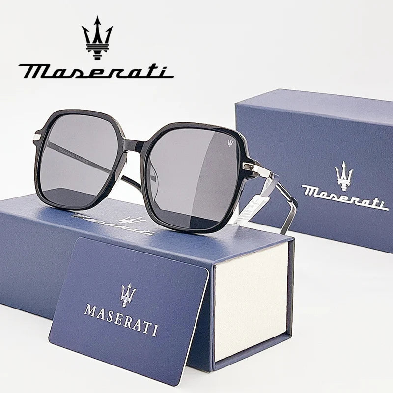 Maserati UV400 Polarized Sunglasses – Square Alloy Frame, Anti-Reflective TAC Lenses