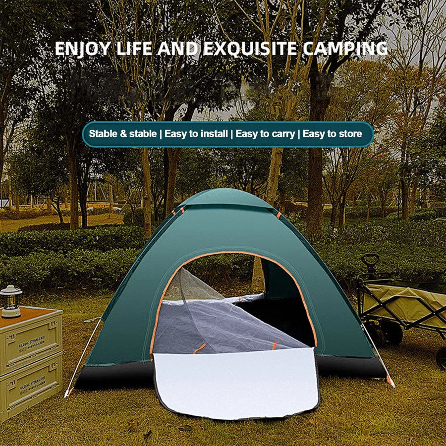 2-3 Person Instant Pop-Up Camping Tent – UV Protection, Waterproof 600D Oxford with Reflective Mylar for Beach, Hiking &amp; Travel
