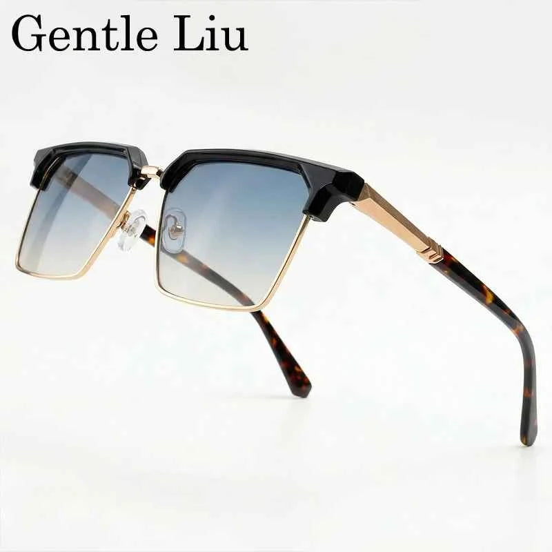 GENTLE LIU FY-99270 Square Sunglasses – Alloy Frame, UV400 Gradient, Steampunk Style