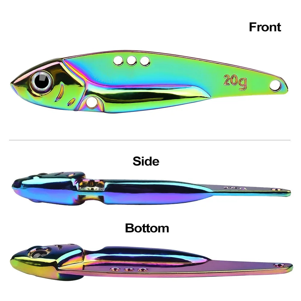 3-Piece Metal VIB Fishing Lure Set – Sinking Spinner Spoon Blade | 7g–25g | Treble Hook | Pike, Carp &amp; Sea Fishing