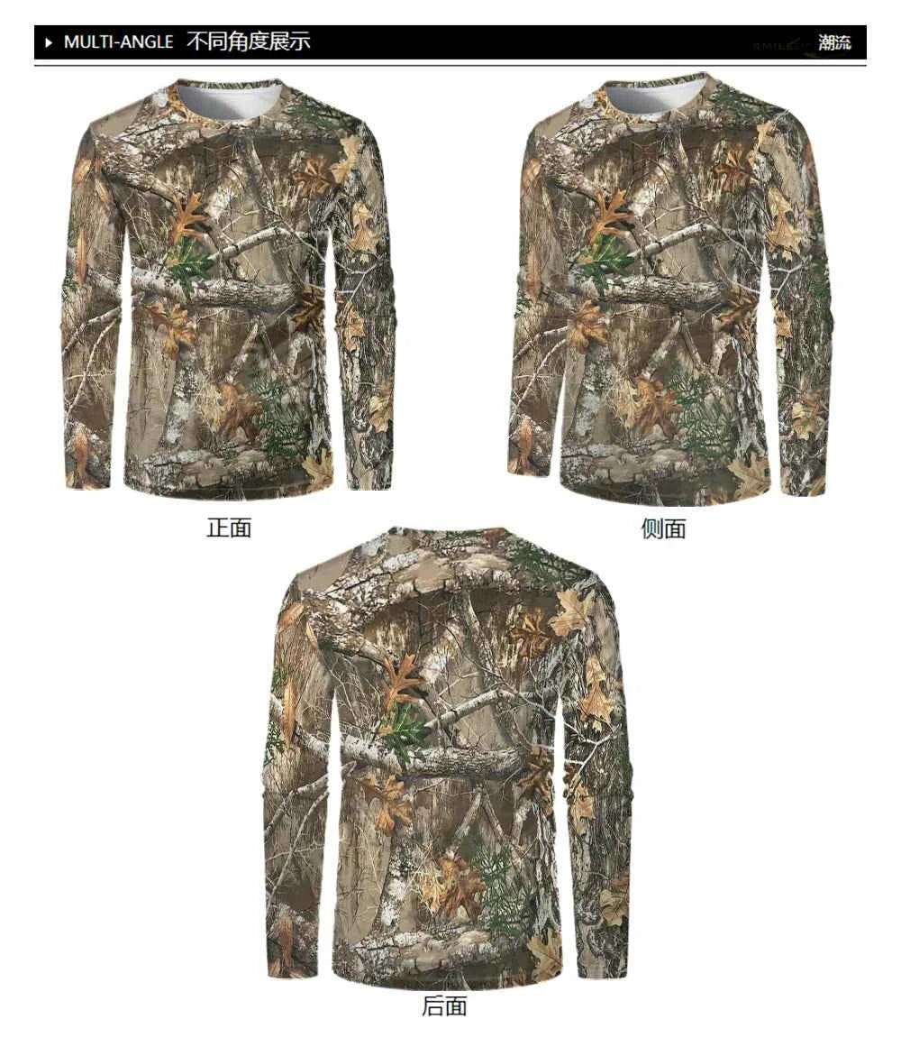 Camouflage Hunting Long Sleeve Men T-shirt Outdoor Sports Tactical Training Clothes Tee Hiking Fishing Camping Quick Drying Tops