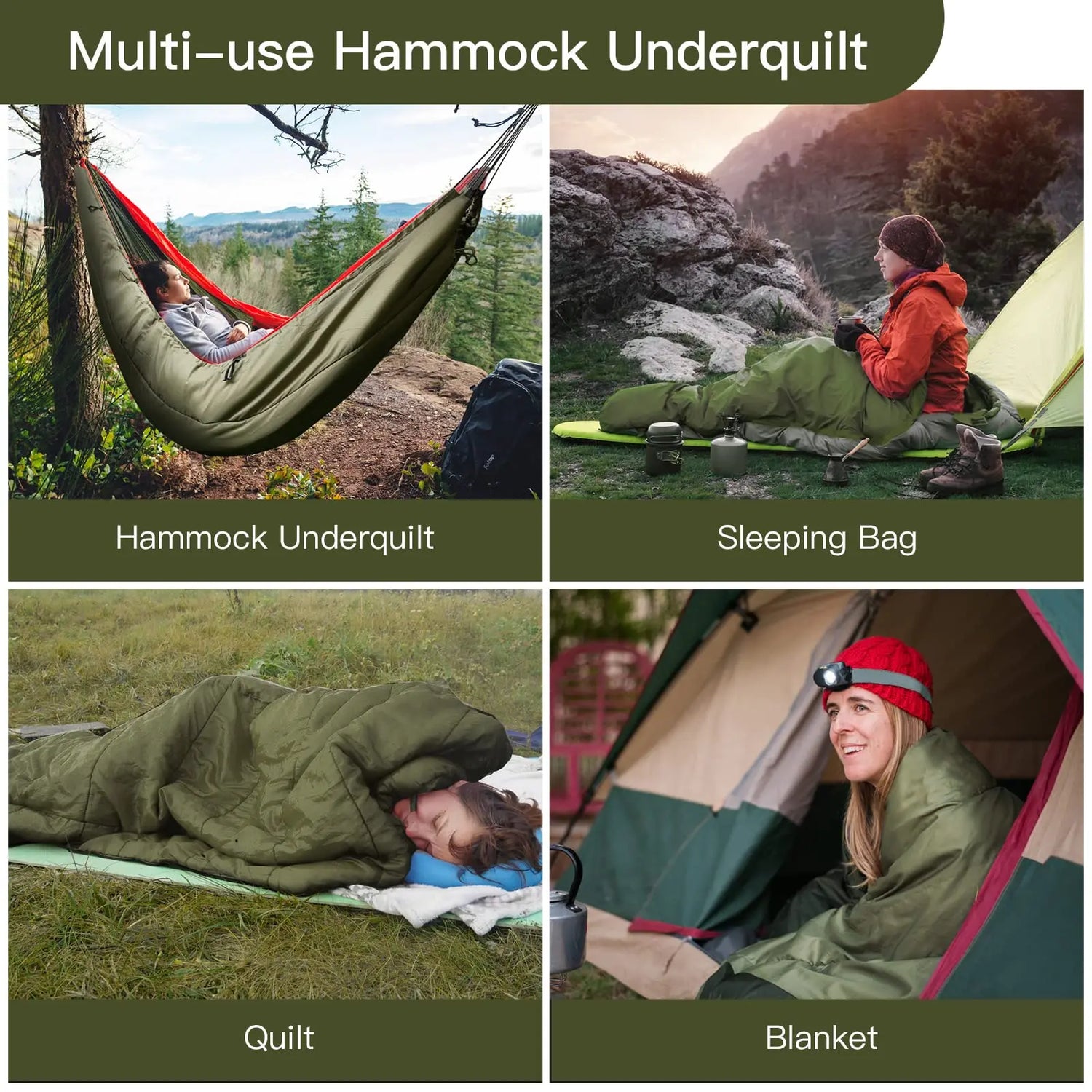 Hammock Under quilts Sleeping Bag Single Insulated Under Blanket 4 Seasons Lightweight Soft Warm 5-20℃ 8x3.6ft