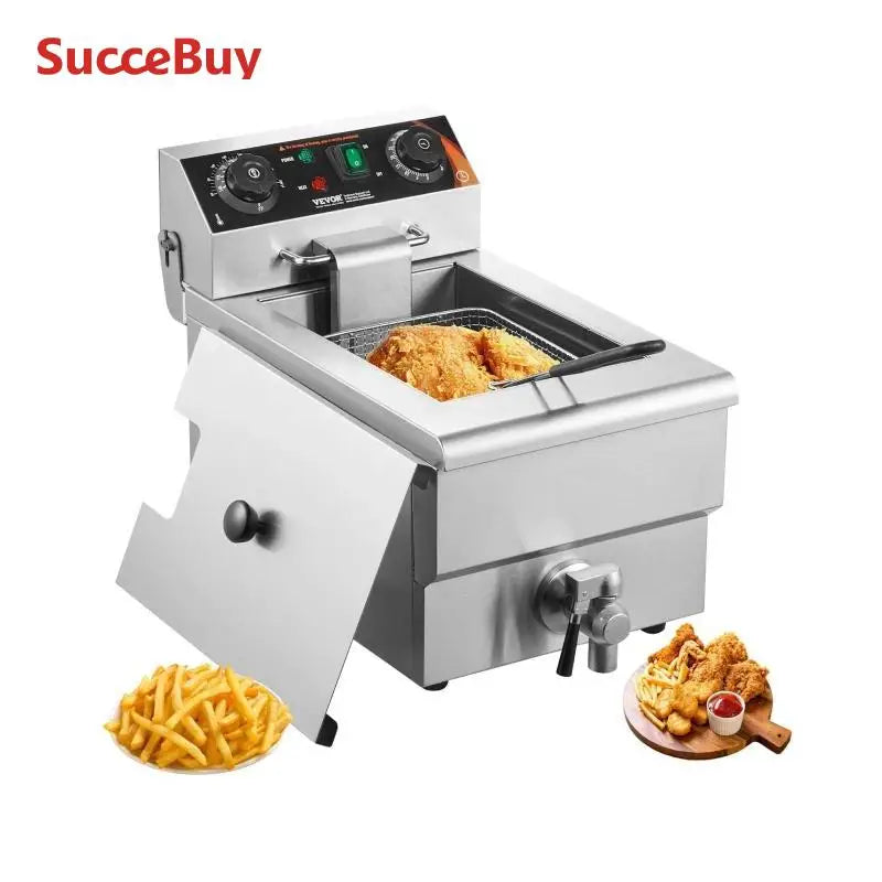 Commercial Deep Fryer Electric Countertop Fryer with Basket 11.6Qt Stainless Steel Single Oil Fryer w/Time&amp;Temp Control