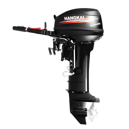HangKai 18HP Outboard Motor, 2 Stroke 246CC Heavy Duty Outboard Boat Water Cooled Engine with CDI Ignition System Long Shaft
