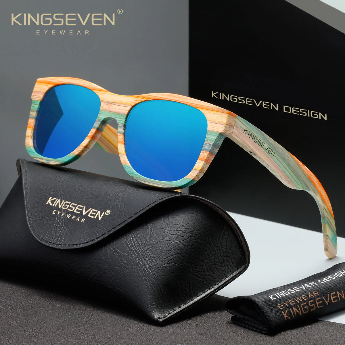 KINGSEVEN G5915 Walnut Wood Sunglasses – Polarized, Anti-Reflective, UV400, Unisex