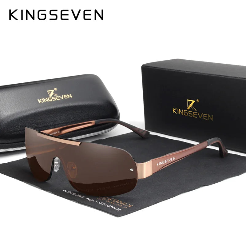 KINGSEVEN 7716 Aluminum Shield Sunglasses – Polarized, UV400, Cycling &amp; Driving, Unisex
