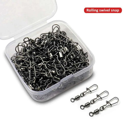 GOBAIT Rolling Swivel Snap Connector – 302 Stainless Steel, Sizes 