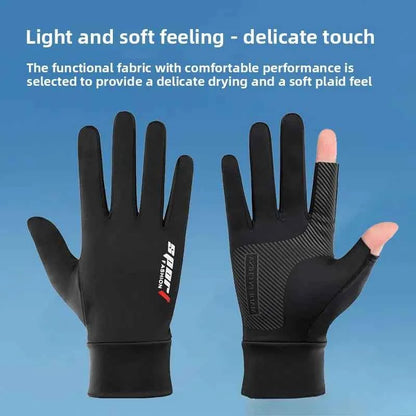 Ice Silk Fishing Gloves – Breathable, Anti-Slip Sun Protection Gloves (Two-Finger &amp; Full-Finger)
