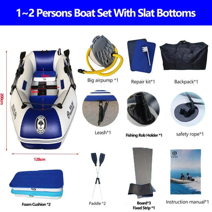 1.75-3.3m PVC Inflatable Kayak Fishing Boat with Slats Bottom for 1~6 Persons Canoeing Outdoor Water Sports Vacation Accessory