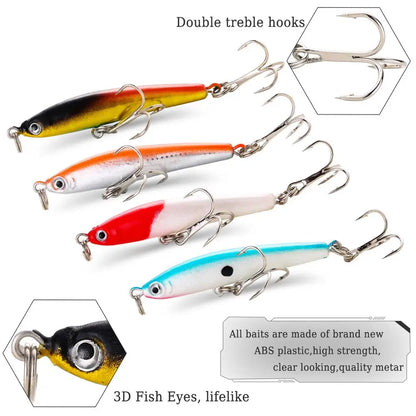 Sougayilang Fishing Bait Set 4PCS Wobbler Anti-corrosion Hook Bass Fishing Lure for Sea Carp Fishing Tackles De Pesca