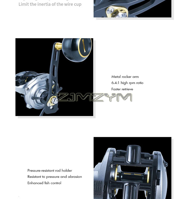 Baitcasting Reels, Baitcaster Fishing Reel, 8+1 Ball Bearing, 6.4∶1 Gear Ratio, Aluminum Alloy Frame Baitcasting Reel