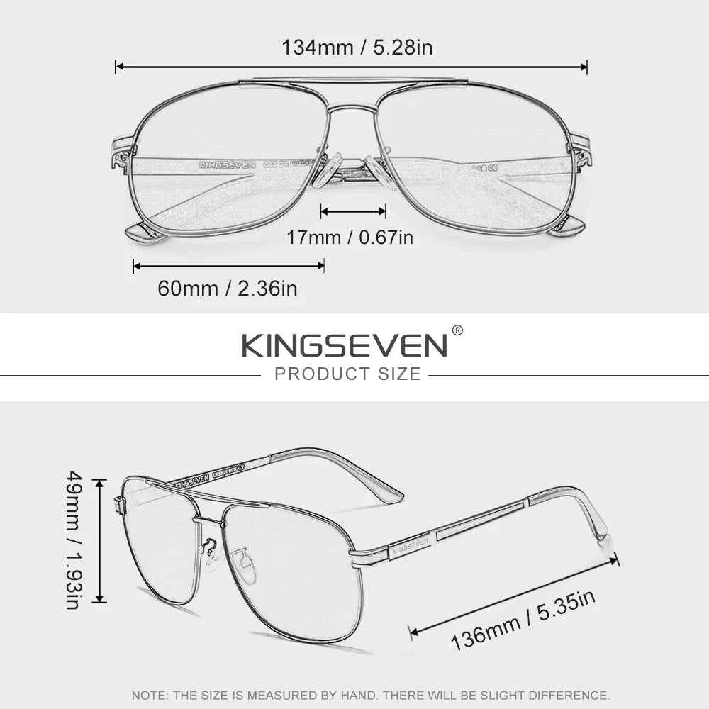 KINGSEVEN 738 Polarized Square Sunglasses – Stainless Steel Frame, UV400, Unisex