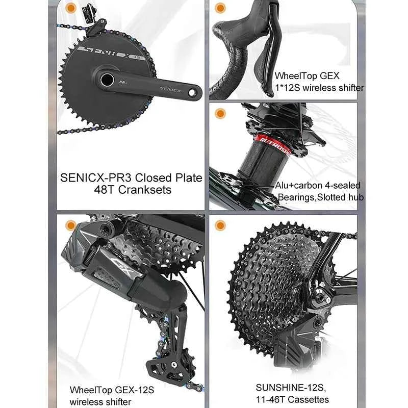 TWITTER Full Carbon Light Weight Wireless Road Bike With WheelTop Wireless Electronic GEX-12S Shifting Carbon Wheels Bicycle