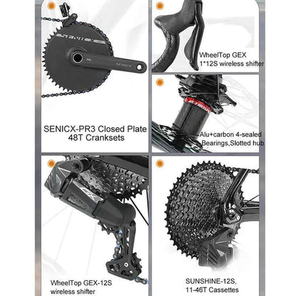 TWITTER Full Carbon Light Weight Wireless Road Bike With WheelTop Wireless Electronic GEX-12S Shifting Carbon Wheels Bicycle