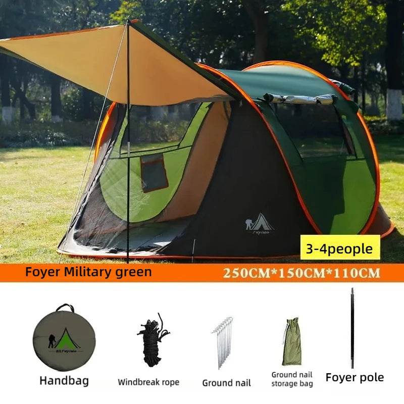Automatic Pop-Up Camping Tent – 3 to 8 Person Family Tent, Waterproof, Instant Setup