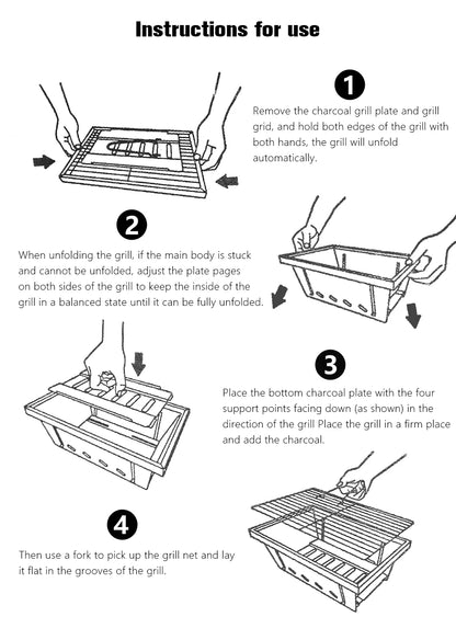 304 Stainless Steel Barbecue Grill Portable Outdoor Stove IGT Table Stove Folding Firewood Stove Barbecue Camping Stove