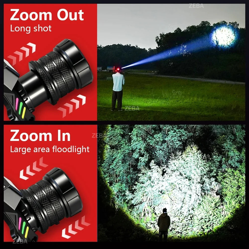 Super Bright Headlamp Dual Laser Motion Sensor Headlight 18650 USB Rechargeable Torch Yellow Light for Fog Night Running Fishing