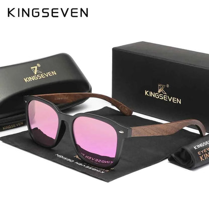 KINGSEVEN W5521 Black Walnut Wood Polarized Sunglasses – Handmade, UV400, Men’s