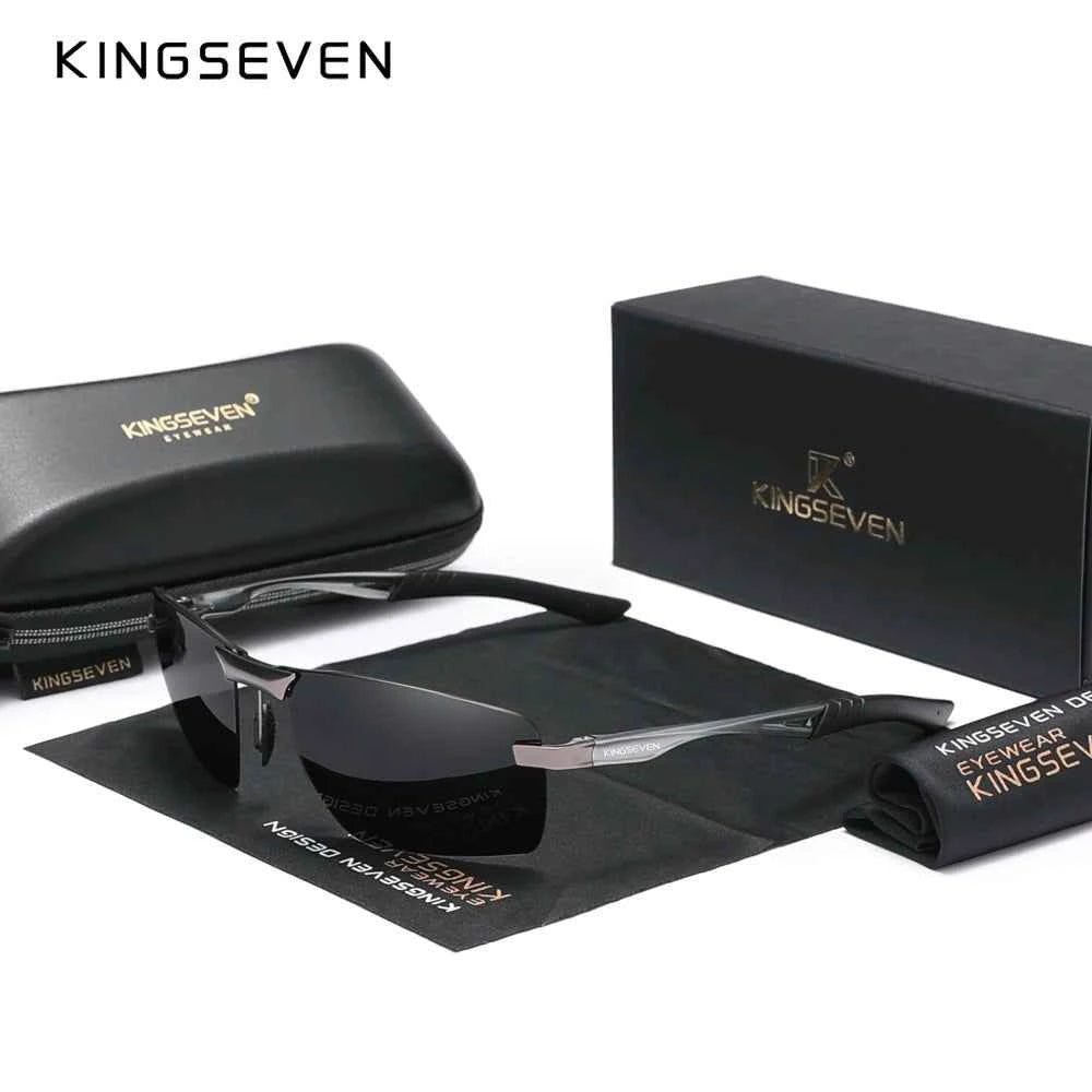 KINGSEVEN 7241 Rimless Polarized Sunglasses – Aluminum Frame, UV400, Men