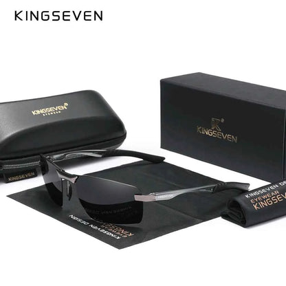 KINGSEVEN 7241 Rimless Polarized Sunglasses – Aluminum Frame, UV400, Men