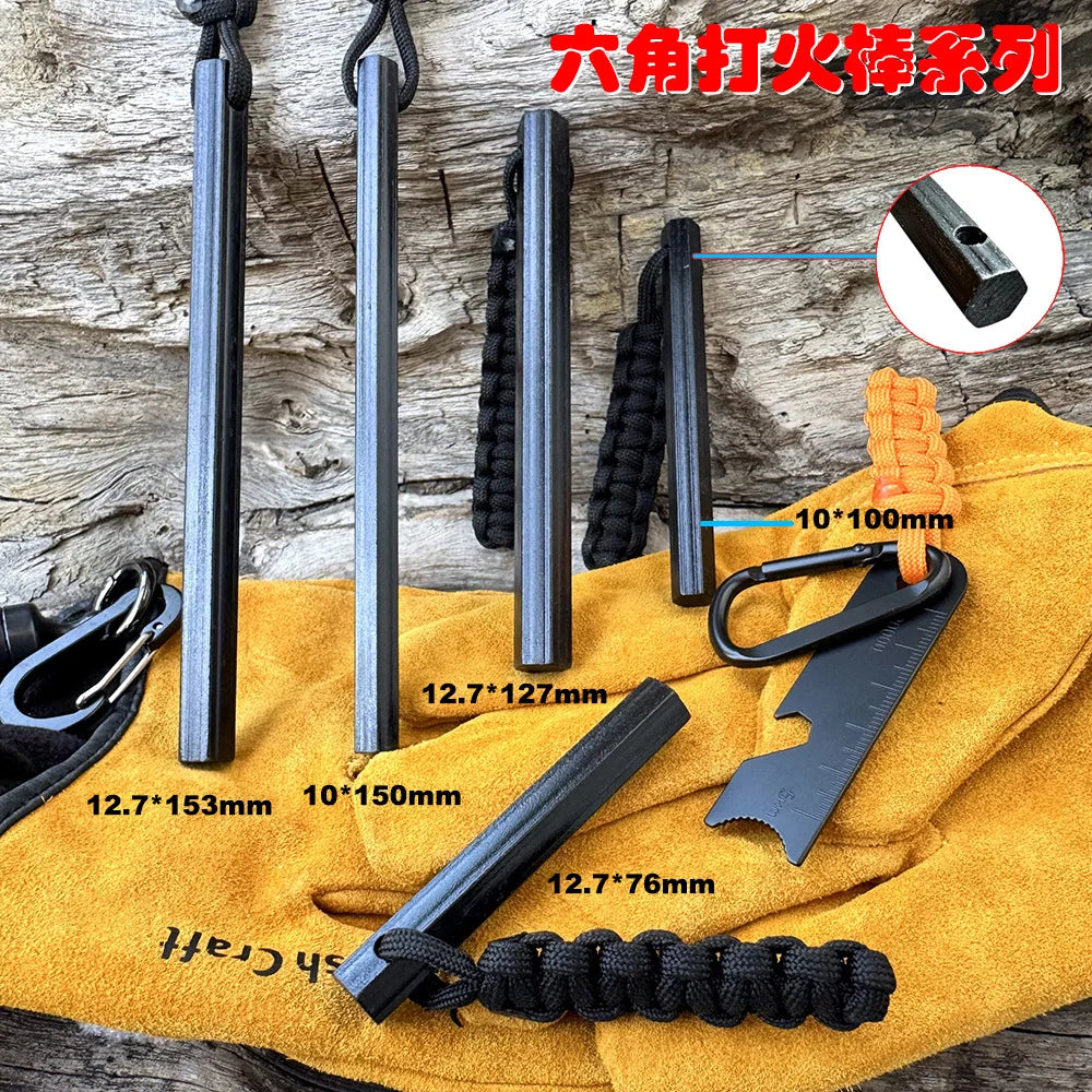 Bear Grylls Survival Fire Starter Magnesium Flint Rod, Portable Emergency Firesteel Kit Compass Whistle for Camping Hiking Tool