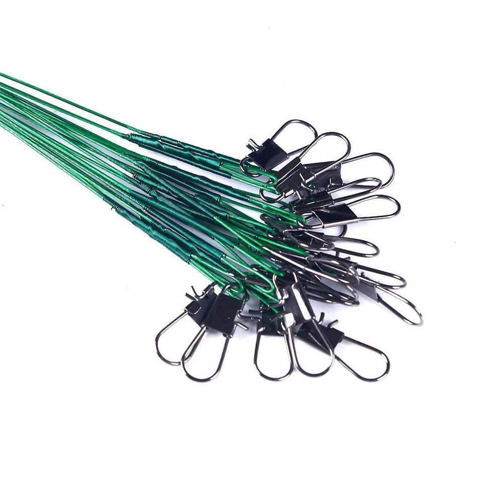 Anti Bite Steel Fishing Line Steel Wire Leader With Swivel Fishing ,  Leash Fishing Wire 15cm 20cm  30cm