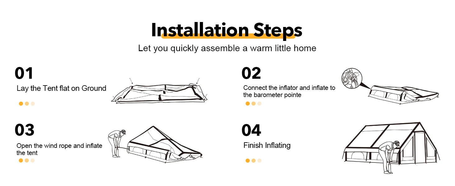 SENLEETO 6-8 Person Inflatable Camping Tent | Stove Jack, AC Vent &amp; Pump Included