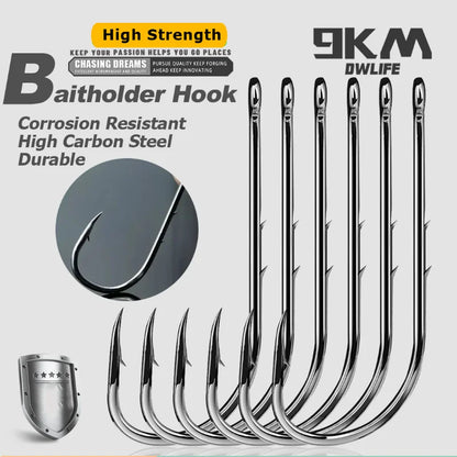 9KM Baitholder Fishing Hooks Sea Barbed Long Shank Beak Hook Live Bait Holder Fishing Worm Hooks