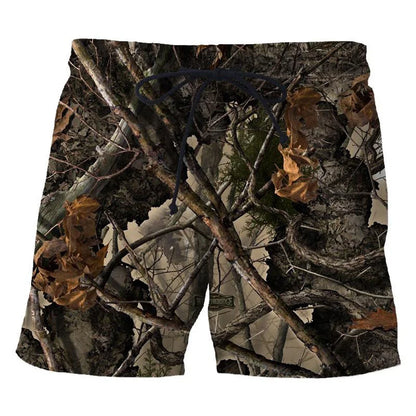 3D Camo Leaf Print Athletic Shorts – Quick-Dry Breathable Loose Fit | Unisex | S–6XL | Outdoor &amp; Fitness