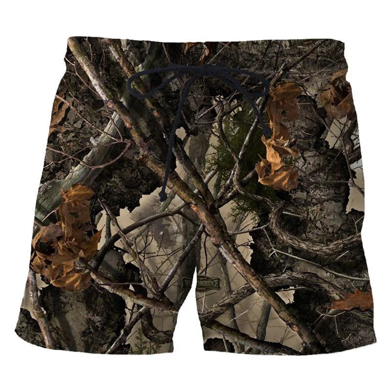 3D Camo Leaf Print Athletic Shorts – Quick-Dry Breathable Loose Fit | Unisex | S–6XL | Outdoor &amp; Fitness