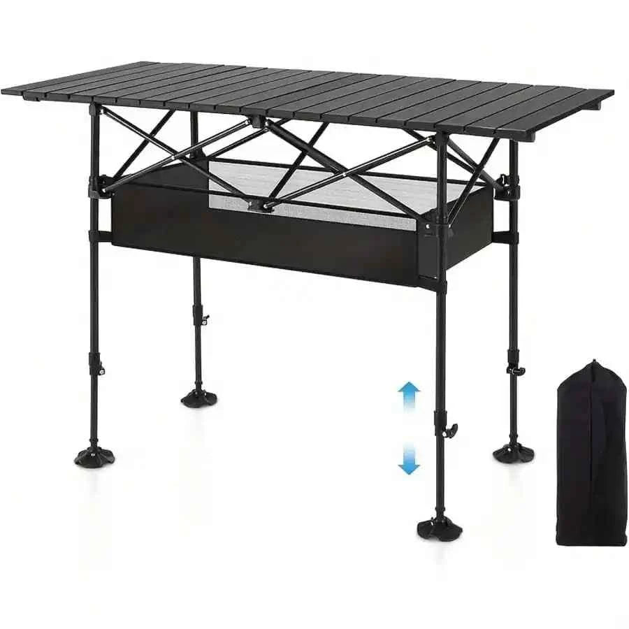 Aoran Outdoor Folding Portable Picnic And Camping Table, Aluminum Roll-Up Table With Easy-To-Carry Bags, Suitable For Indoor And