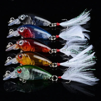 5pc Minnow Crankbait Fishing Lure Set – 4g / 4.5cm Wobbler Hard Bait Kit (Mixed Colors)