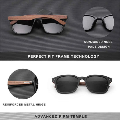KINGSEVEN W5521 Black Walnut Wood Polarized Sunglasses – Handmade, UV400, Men’s