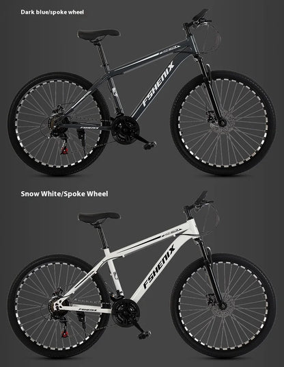 Adult wholesale mountain bikes, 24-inch and 26-inch, shock-absorbing, 21-speed off-road bikes, and college student bicycles