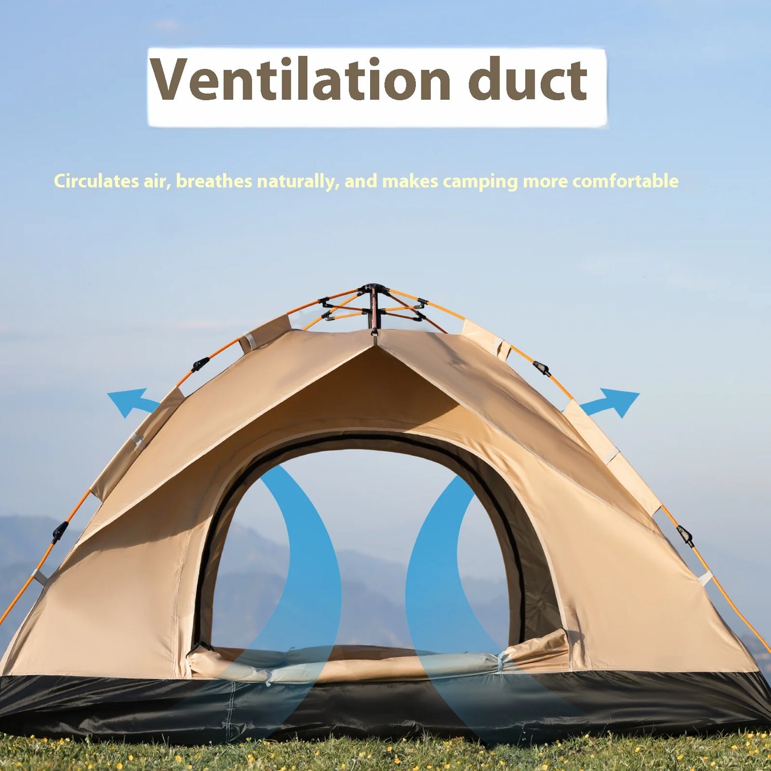Instant Golden Pop-Up Tent – Portable 3-4 Person Sun &amp; Rain Shelter for Beach &amp; Camping