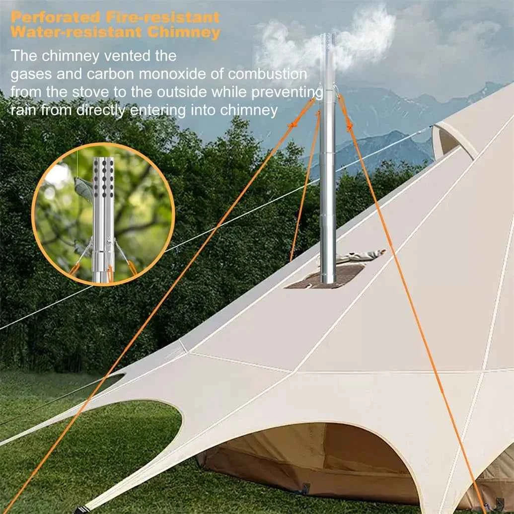 Hot Tent Stove, unho Wood Burning Stove, Portable Wood Stove with 6 Stainless Chimney Pipes for Outdoor Heating &amp; Cooking