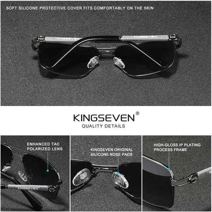 KINGSEVEN 7790 Polarized Square Sunglasses – Alloy Frame, UV400, Photochromic Options