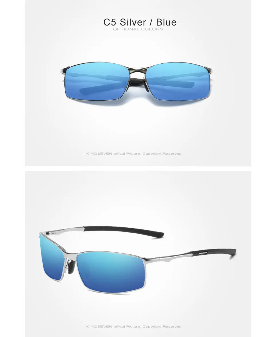 KINGSEVEN Fashion Alloy Frame Sunglasses – UV400 Polarized Rectangle