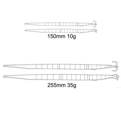 GOBAIT Jointed Pencil Bait – Multi-Joint Sinking Lure for Bass, Pike &amp; Predatory Fish (150mm / 255mm)