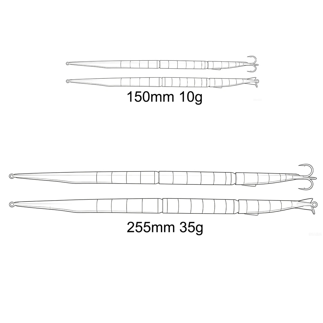 GOBAIT Jointed Pencil Bait – Multi-Joint Sinking Lure for Bass, Pike &amp; Predatory Fish (150mm / 255mm)