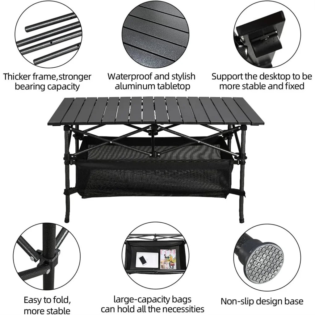 1pc Camping Table That Fold up Lightweight, Aluminum Folding Table Roll Up Table with Easy Carrying Bag for Indoor, Outdoor,