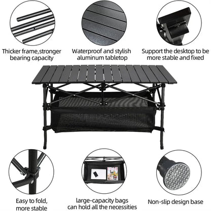 1pc Camping Table That Fold up Lightweight, Aluminum Folding Table Roll Up Table with Easy Carrying Bag for Indoor, Outdoor,