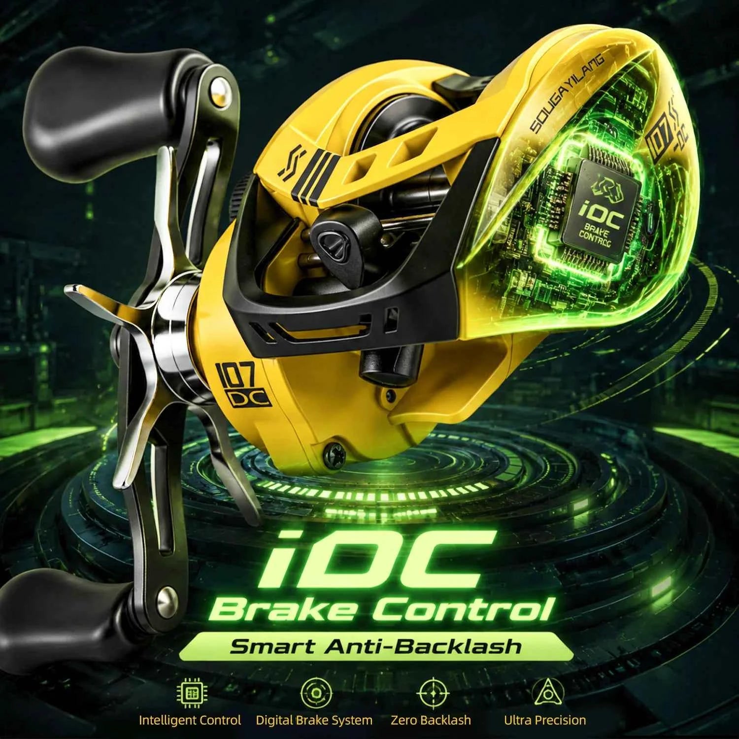 Sougayilang 107-DC Baitcasting Reel 7.1:1 Gear Ratio 6+1BB Lightweight Long Cast Fishing Reel Max Drag 15kg Saltwater Freshwater