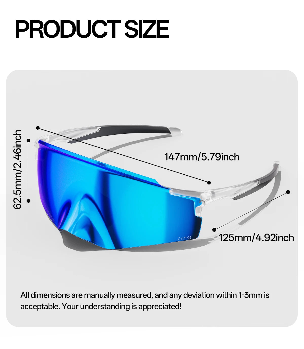 SCVCN Cycling Sunglasses – UV400 Waterproof Photochromic TR-90 Frame 146mm Wide Lens for MTB, Running &amp; Outdoor Sport