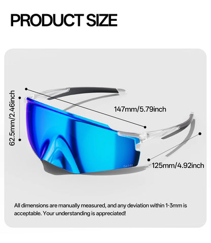 SCVCN Cycling Sunglasses – UV400 Waterproof Photochromic TR-90 Frame 146mm Wide Lens for MTB, Running &amp; Outdoor Sport