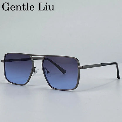 GENTLE LIU KSL-98280 Oversized Double Beam Square Sunglasses – Alloy Frame, UV400