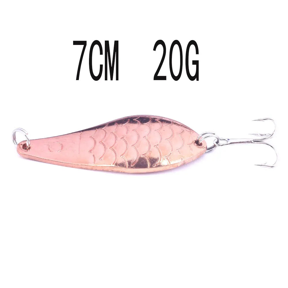Metal Spoon Fishing Lure with Treble Hook – Gold &amp; Silver Jig Bait for Bass, Pike &amp; Perch