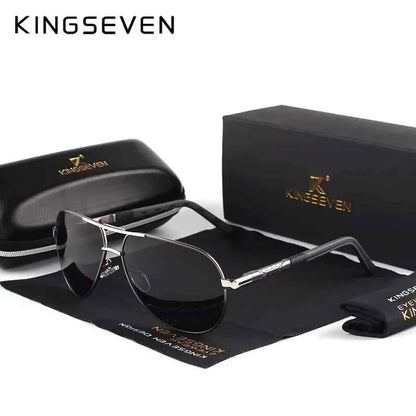 KINGSEVEN 725 Photochromic Polarized Sunglasses – Aluminum Pilot, UV400, Unisex