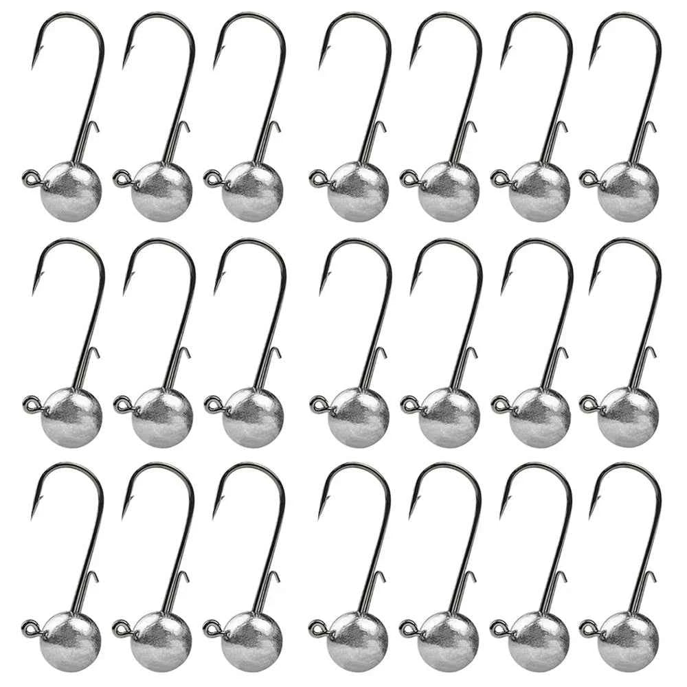 Round Ball Jig Heads – 50 Pack | High-Carbon Steel Hook | 2g–20g | Bass, Crappie &amp; Trout