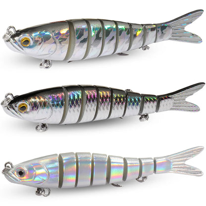 GOBAIT 3-Pack Jointed Swimbait – Slow Sinking Hard Lure with 3D Eyes, 11g / 16g / 27g